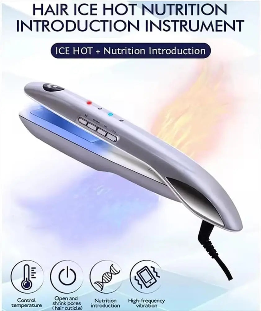 Professional Ice and Hot Hair Straightener Hair Care Frozen Flat Iron With 12000Hz Vibration for Repair Dry and Damaged Hair