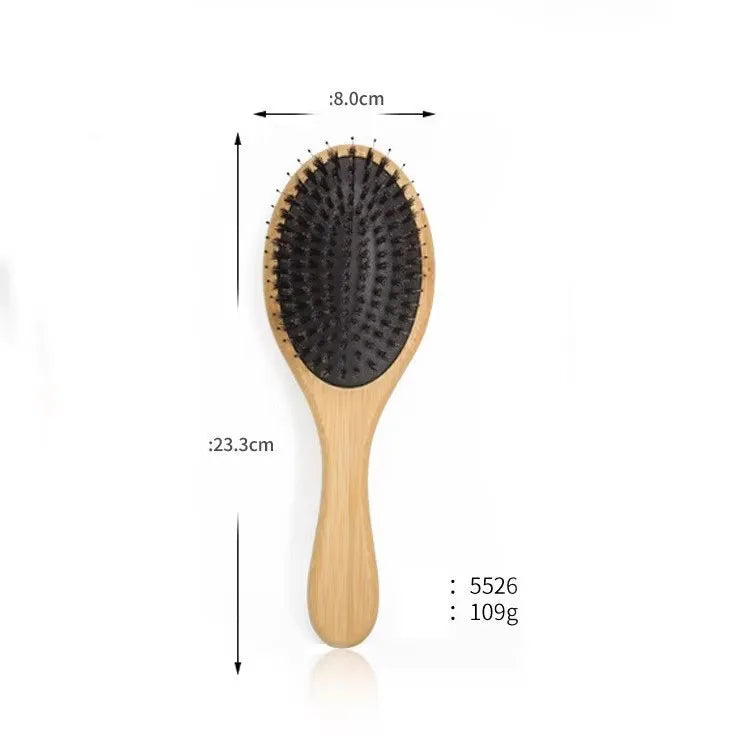Curl Defining Brush Scalp Massage Side Luxury Hair Comb Set Professional Boar Bristle Brush Hair Wooden Comb Bamboo