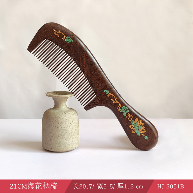 Sandalwood Comb for Meridian Scalp Massage, Anti-Static Hair Comb for Women, Medium-Tooth Volumizing Comb, Meridian Comb Gift Box
