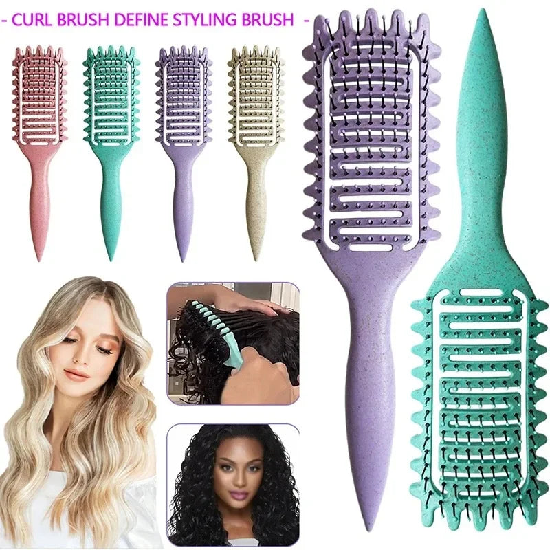 Curl Define Styling Brush Hollow Out Detangling Hair Brush Tangled Wet Curly Hair Comb Shaping Curls Barber Hairdressing Tools