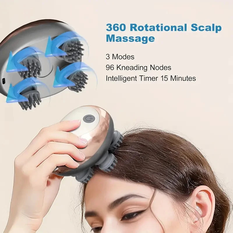 Electric Scalp Massager Silicone Head Scalp Kneading Vibration Device 6 Mode for Hair Growth Stress Relax Waterproof Massageador