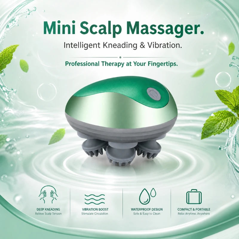 Electric Scalp Massager Silicone Head Scalp Kneading Vibration Device 6 Mode for Hair Growth Stress Relax Waterproof Massageador