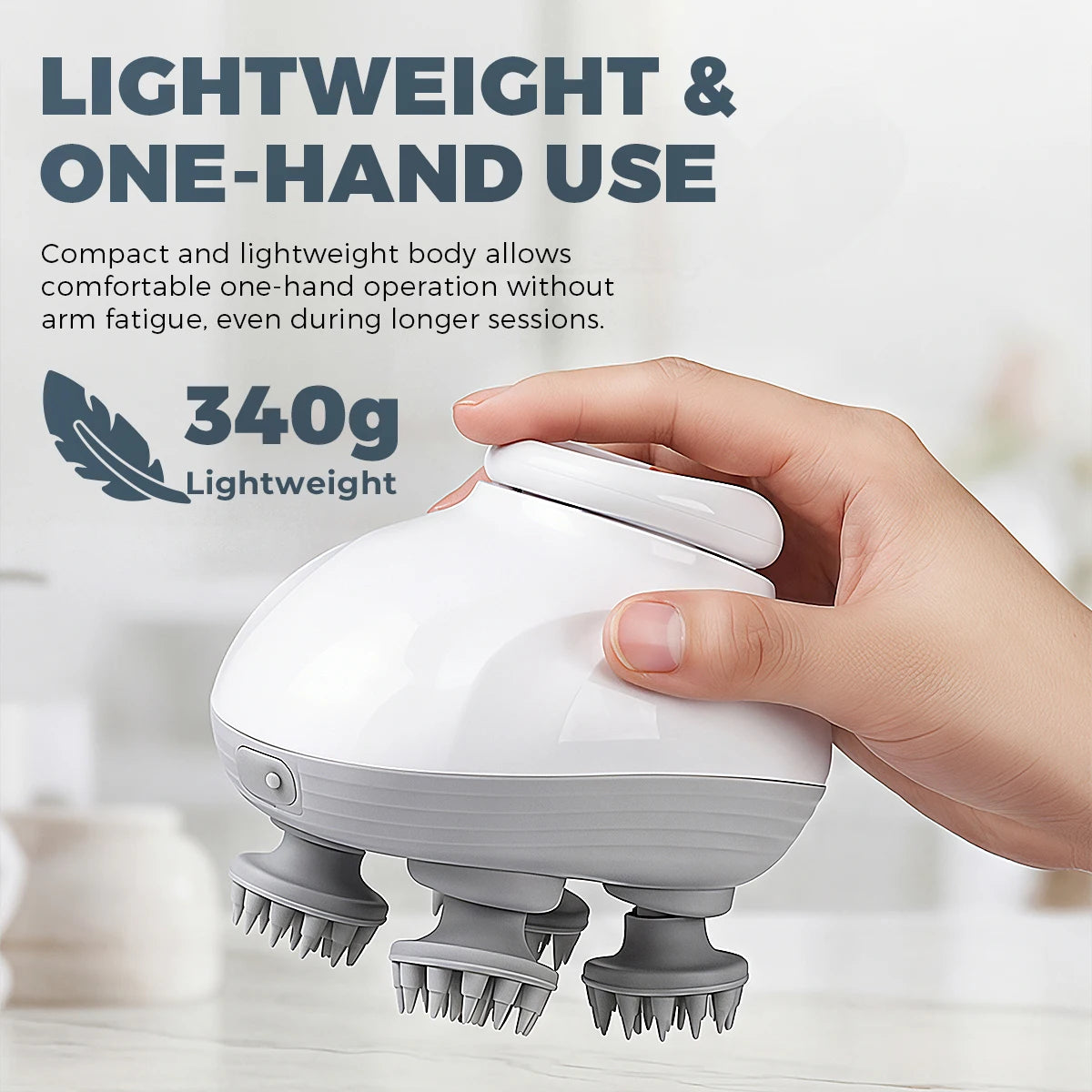 Electric Scalp Head Massager,Cordless Waterproof Shoulder Massage with Kneading Nodes, Cat Pet Handheld Hair Brush for Cleaning