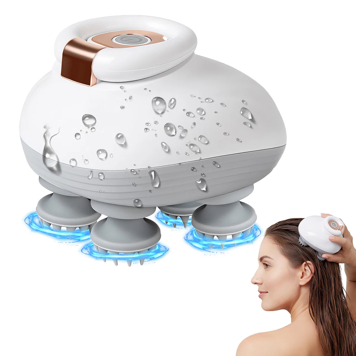 Electric Scalp Head Massager,Cordless Waterproof Shoulder Massage with Kneading Nodes, Cat Pet Handheld Hair Brush for Cleaning