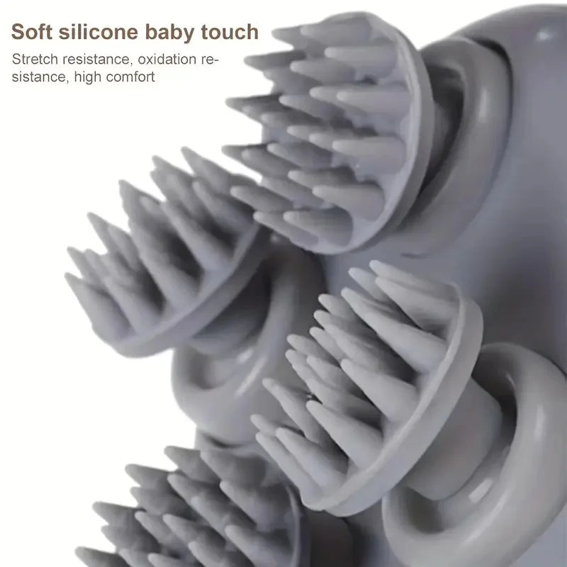 Electric Scalp Massager Silicone Head Scalp Kneading Vibration Device 6 Mode for Hair Growth Stress Relax Waterproof Massageador