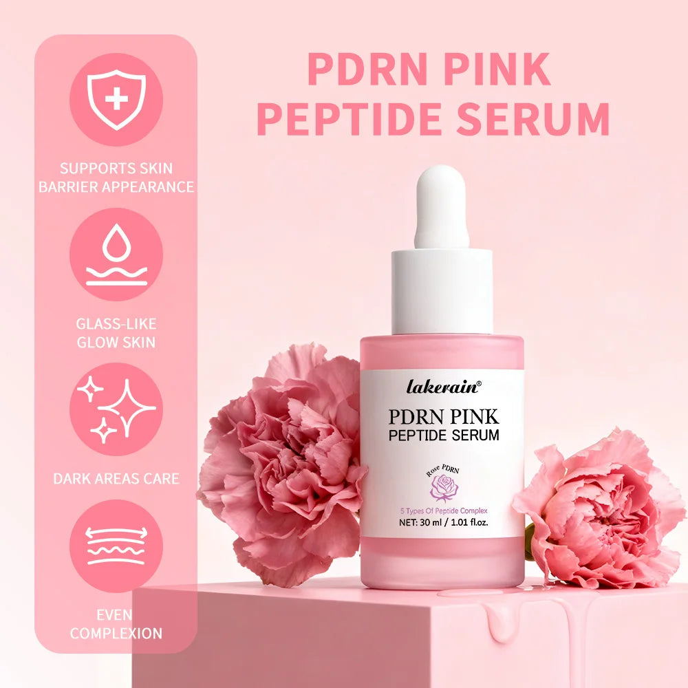 Lakerain 2Pcs Set 0-Pore Toner Pad & Salmon PDRN Pink Peptide Facial Serum Deep Moisturizing Glow Korean Facial Skin Care Kit