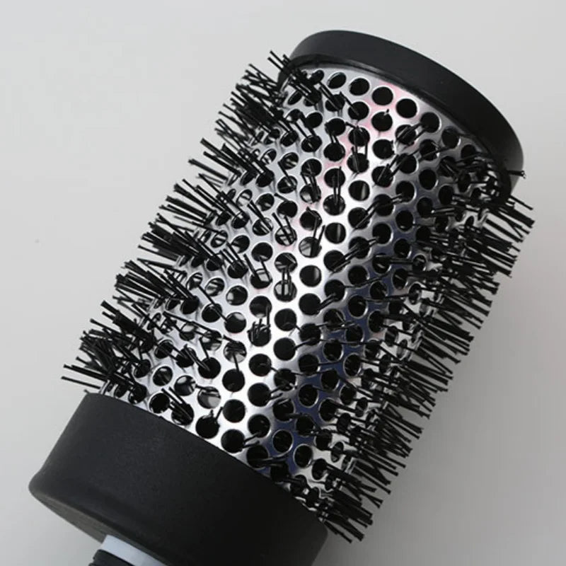 Round Curling Roller Comb Hair Styling Nylon Brush Thermal Aluminum Tube Barrel Hair Comb for Woman Man Hair Blowing and Drying