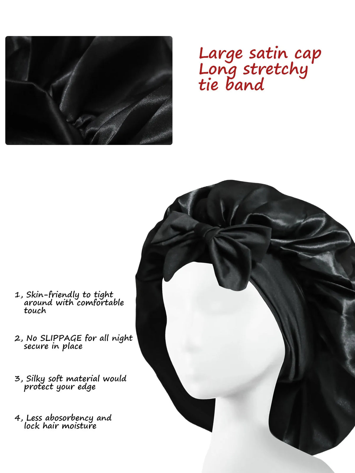 New Silky Bonnet For Sleeping Women Satin Bonnet Hair Bonnet Night Sleep Cap Scarf Wrap For Curly Hair Tie Band For CurlyHat