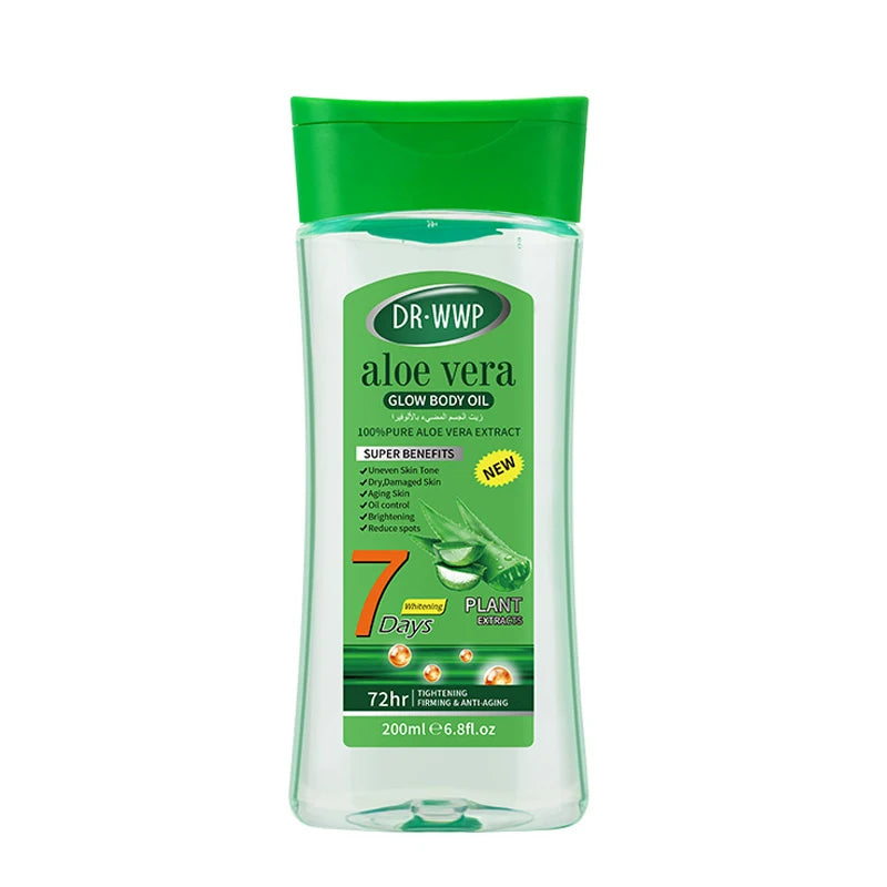 Disaar 200ml Aloe Vera Extract Body Oil Smooth Skin Anti-wrinkle Vitamin C Essential Oil Moisturizing Cocoa Bean Skincare