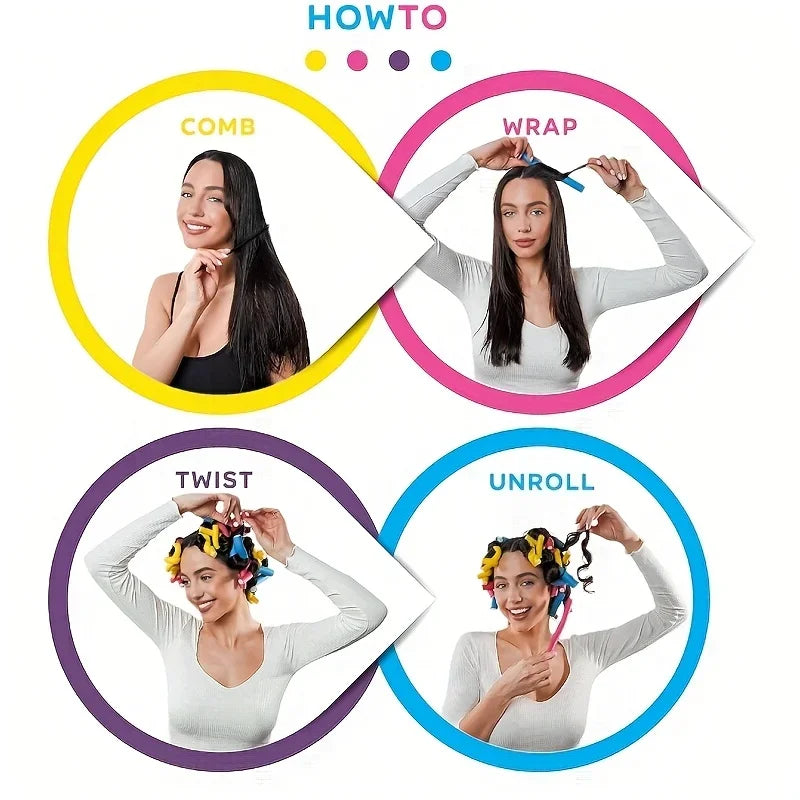 Hair Rollers/Flex Rods for Hair/Flexible Curling Rods, Hair Twist Flexi Rods No Heat Curlers Set for Soft Waves,